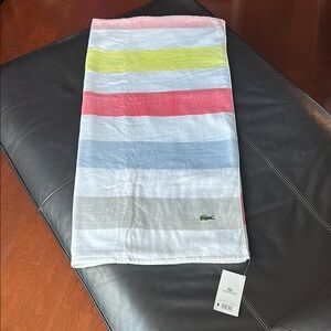 Lacoste Multicolor Striped Bath/Beach Towel 36" by 72"